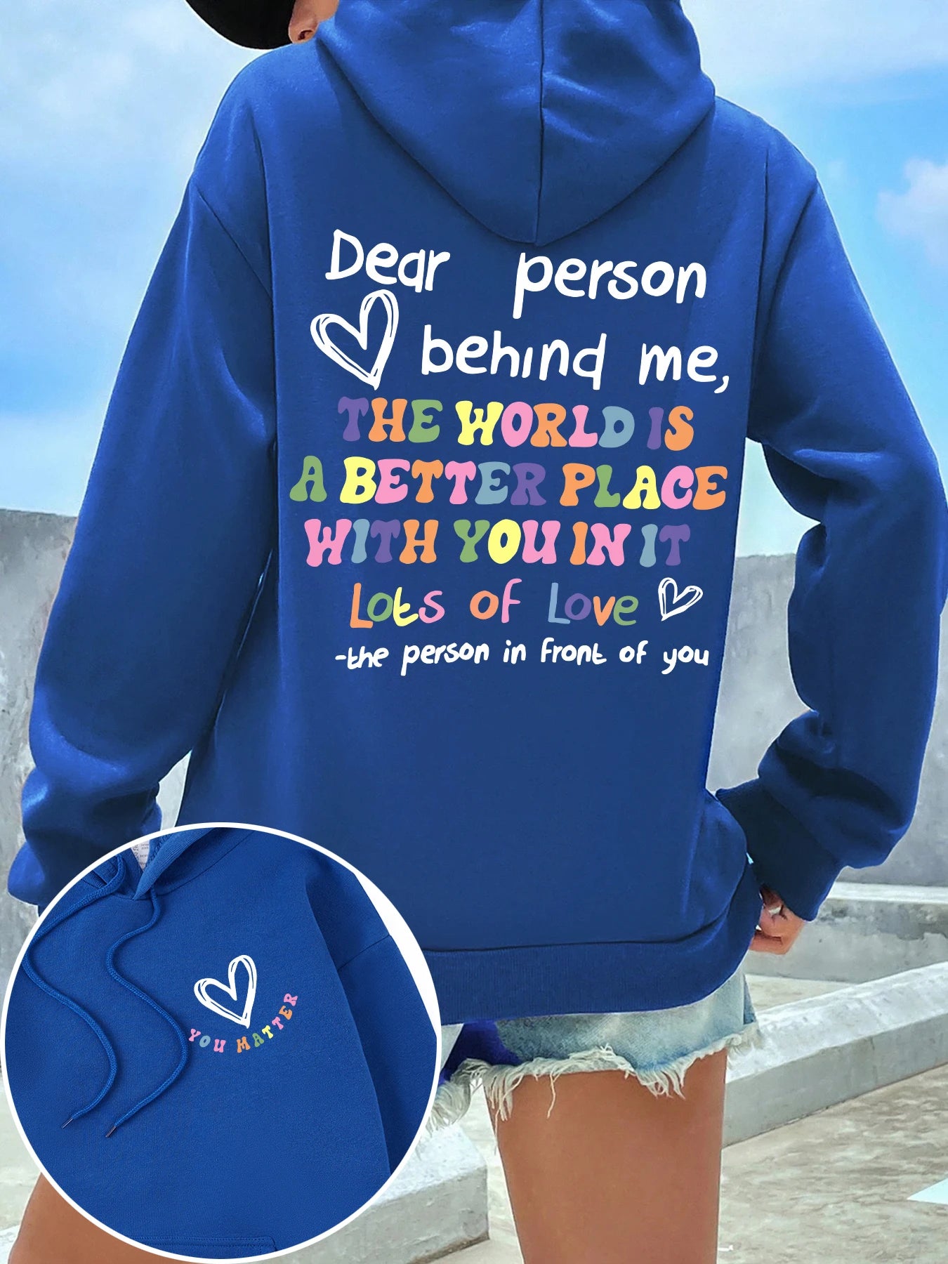 Dear Person Behind Me Hoodie Women Colored Letters Warm Fleece Woman Hoody Fur-liner Spring Autumn Hoodies Y2K Casual Tops