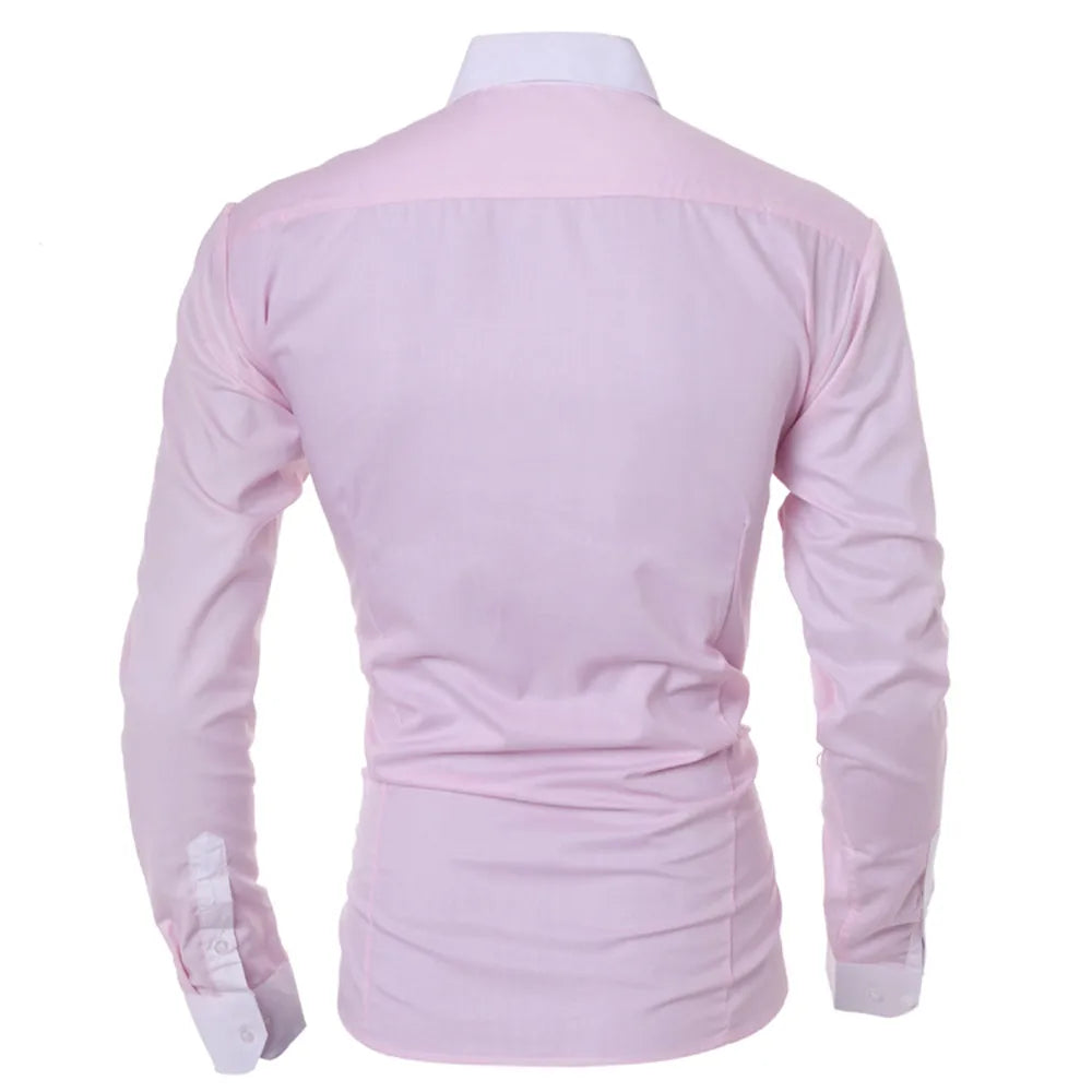 Men's Shirts Fashion Personality Mens Casual Slim Long-sleeved Shirt Top Blouse Black White Men Shirt Style Men Clothing Shirts