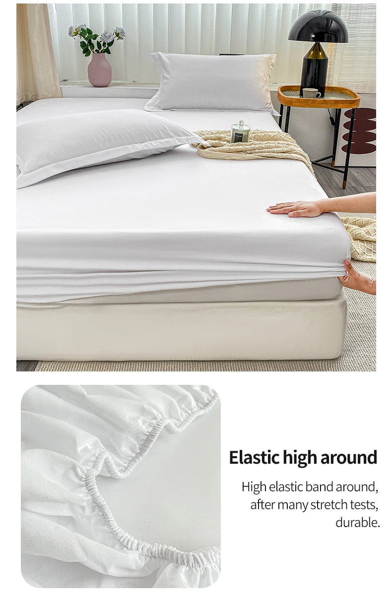 Double Bed Sheets Couple Elastic Fitted Sheet  Microfiber  Ultra-Soft Hotel Luxury Mattresses cover Queen single king Size