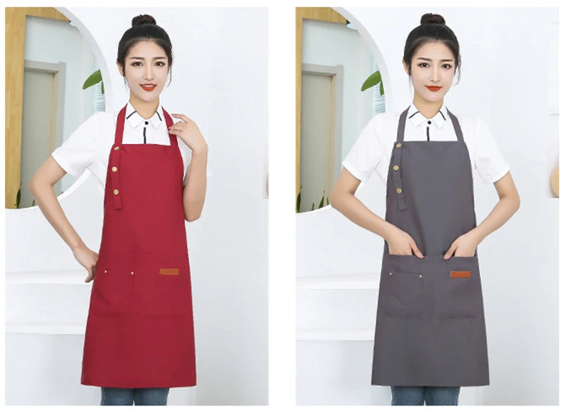 New Fashion Kitchen Aprons for Woman Men Chef Work Apron for Grill Restaurant Bar Shop Cafes Beauty Nails Studios Uniform