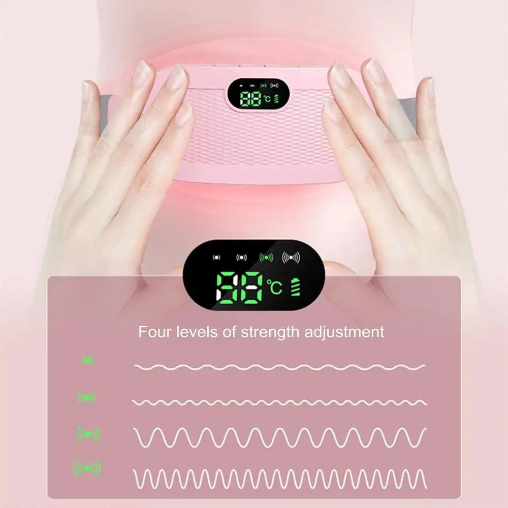 Almohadilla térmica menstrual, almohadilla térmica eléctrica de viaje para el estómago, cinturón térmico ajustable con pantalla digital, 4 modos de masaje por vibración
