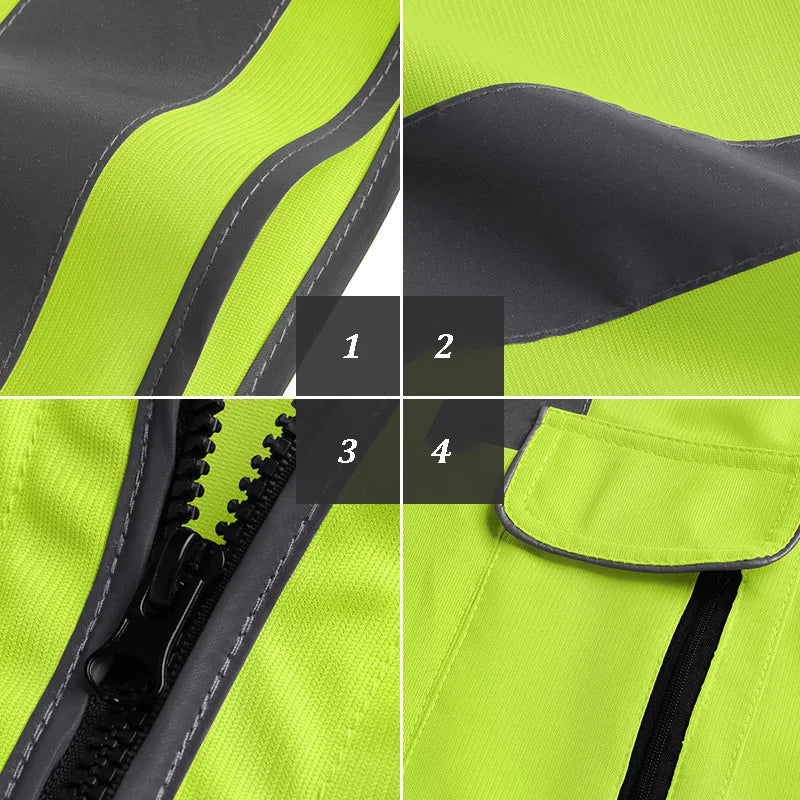 Road Work Vest for Man With Pockets Hi Vis Vest Outdoor Construction Protective Workwear Work Wear Vest