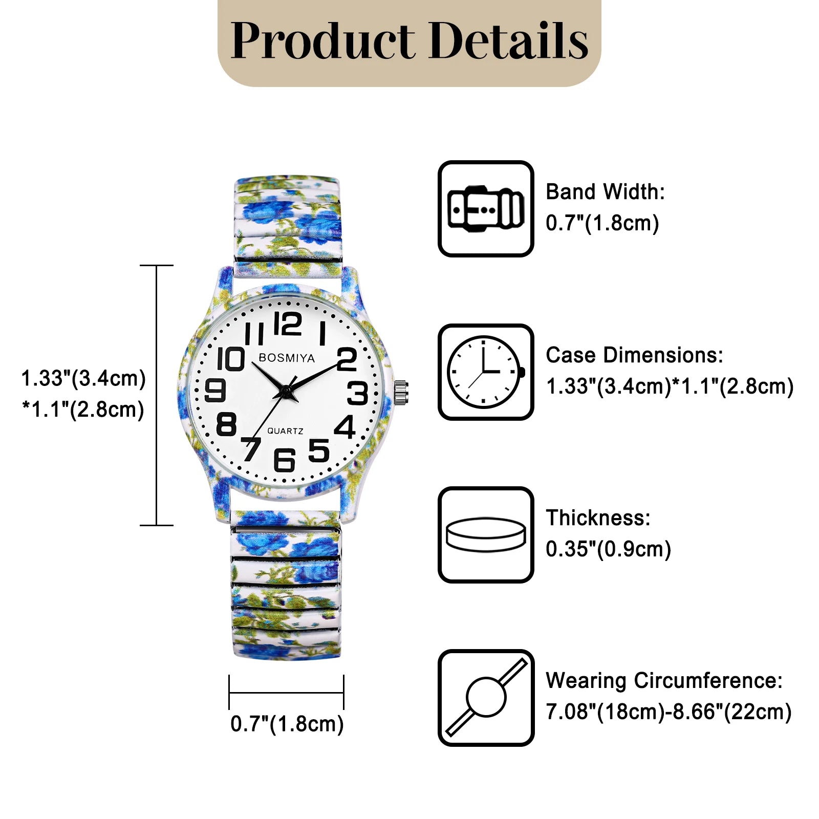LANCARDO Men's and Women's Elastic Band Watch Quartz Watch Easy to Wear Arabic Numerals Scale Printing Decoration