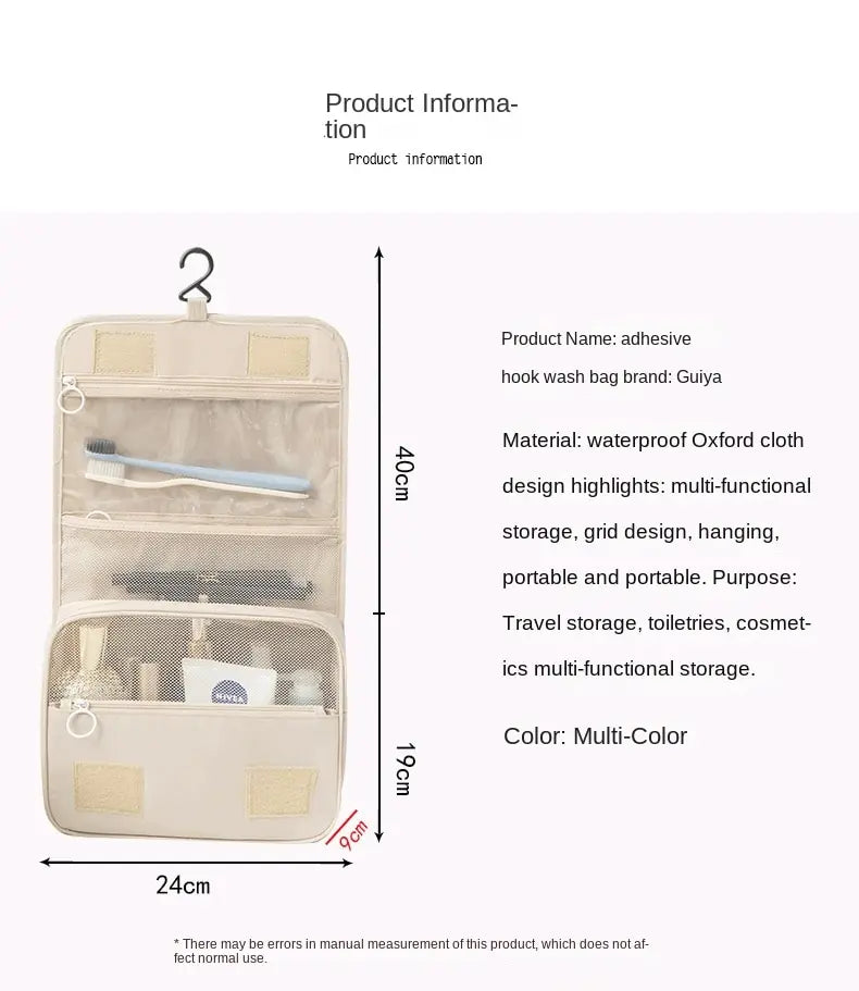 Bolsa de Maquillaje de Viaje, Neceser Organizador de Cosméticos, Impermeable, para Baño, con Gancho, Bolsa de Aseo de Alta Calidad para Mujer