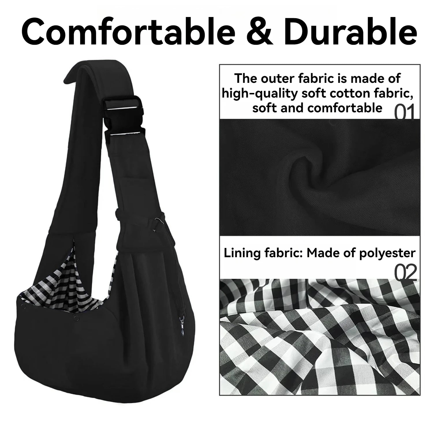 Small pet sling holder, hands-free reversible pet paper plastic bag, handbag, dog and cat sling holder, easy and portable