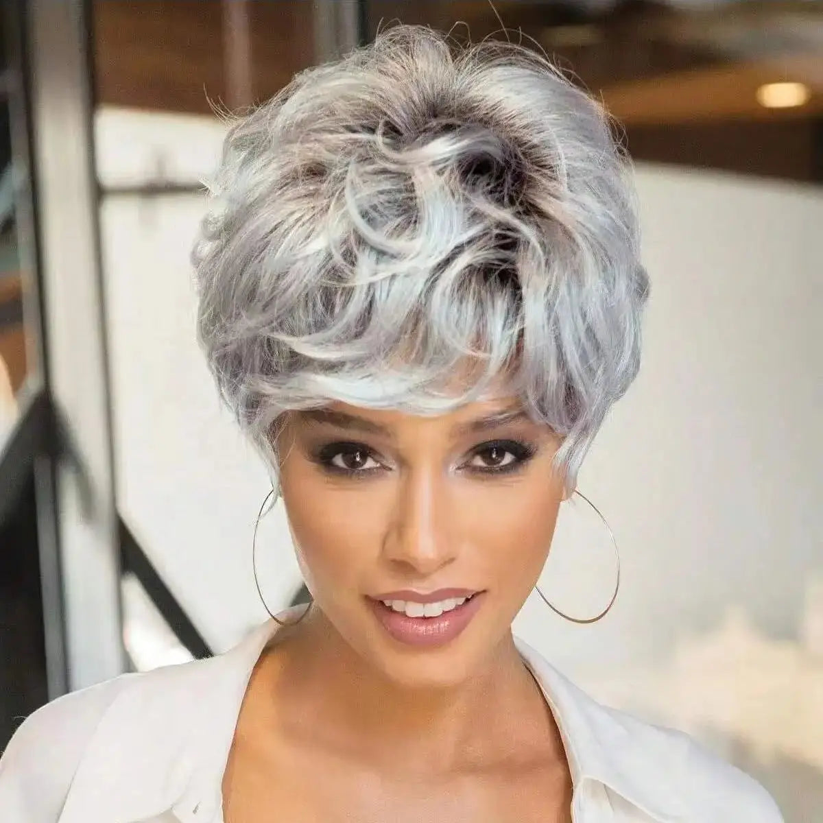 Short Grey Pixie Wig