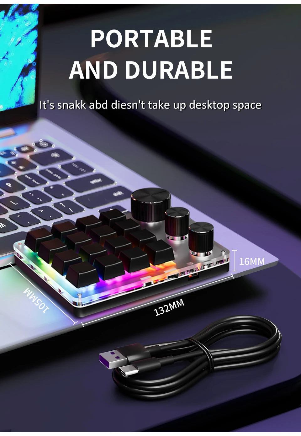 16 Keys 3 Knobs Mechanical Gaming Keyboard USB Wired Bluetooth-Support/ 2.4G Programming Macro Keyboard Custom Hot-swap Keypad