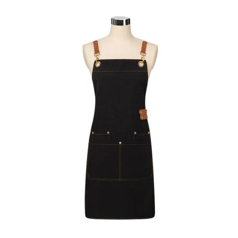 Tablier de cuisine en toile à double épaule imperméable et résistant à l'huile