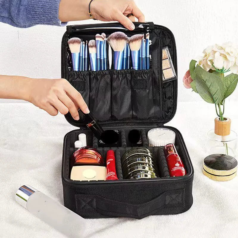 Makeup bag Train Case Makeup Cosmetic bag Organizer Portable Artist Storage Bag With Adjustable Dividers Makeup Brush Case