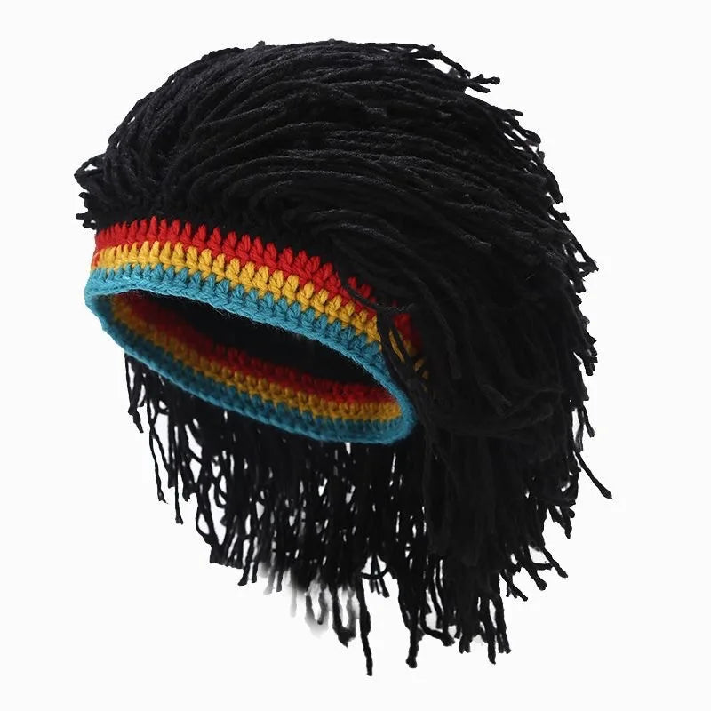 Gorro unisex de peluca sintética, trenzas falsas, rastas, gorro de punto de ganchillo hecho a mano, gorro de Rasta Jamaica, accesorios para fiesta de cosplay