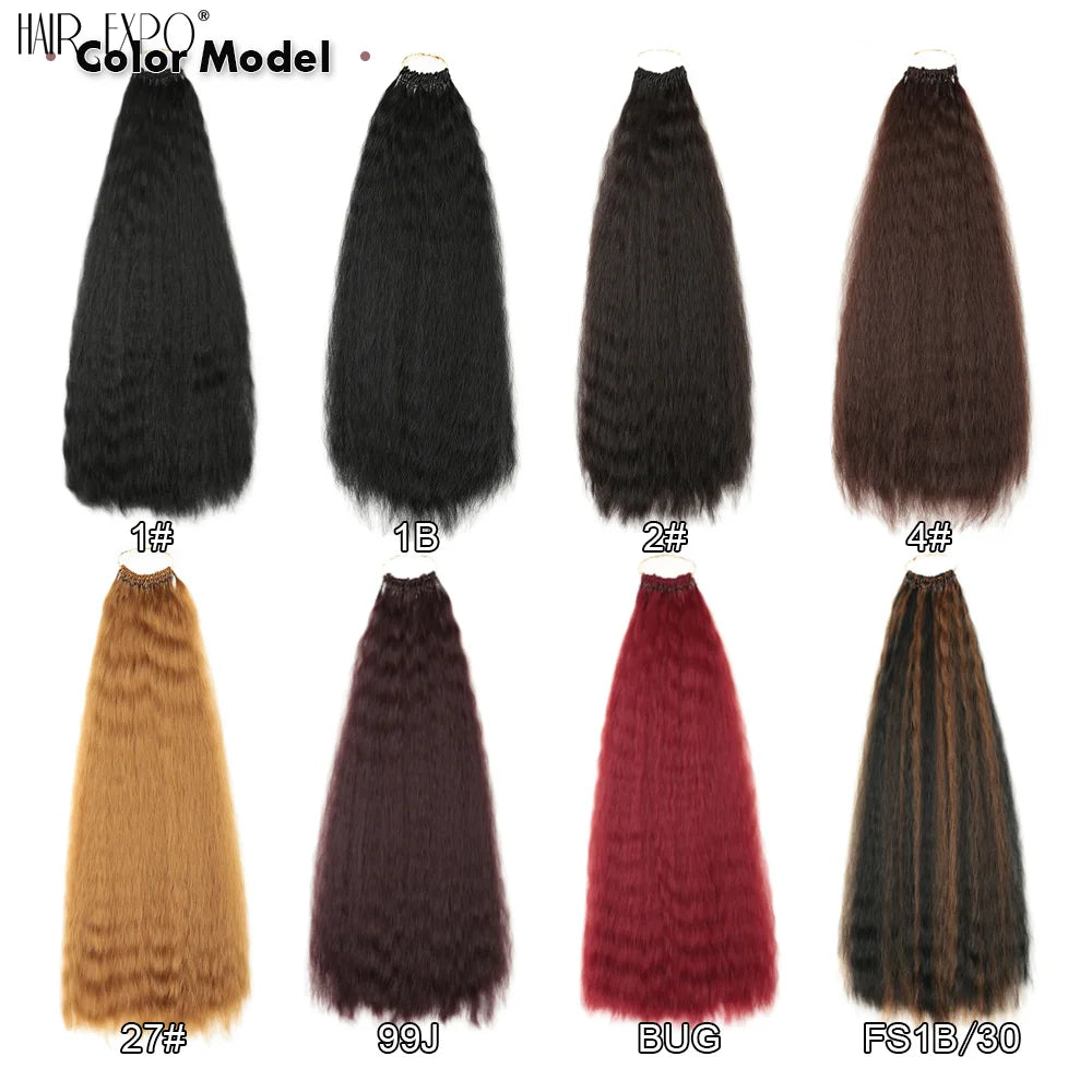 22Inch Synthetic Yaki Straight Crochet Hair Afro Kinky Straight Fake Hair Extensions Ombre Braiding Hair Bundles Hair Expo City