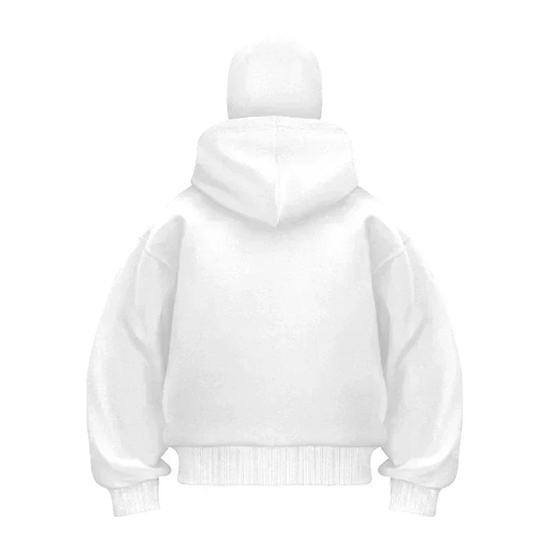 Double Hat Balaclava Hoodies Fashion Hip Hop Winter Windproof Sweatshirt Streetwear Trend ﻿zipper Face Mask Hoodie Jacket Coat