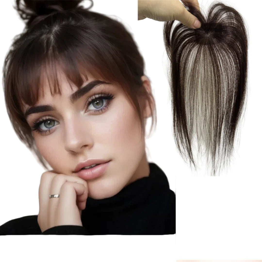 Light Thin Human Hair Bangs 360 Cover Grey Hair with 3D Air Bangs Invisible Brazilian Non-remy Hair 1 Clip in Hair Extensions