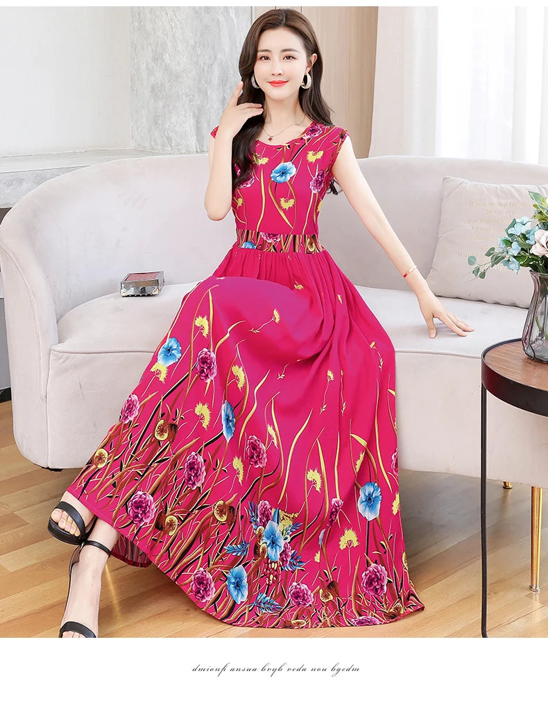 New Fashion  Summer Print Women Short Sleeve Cotton Plus Size Women Clothing Dress Ladies Large Size Vestidos dresses