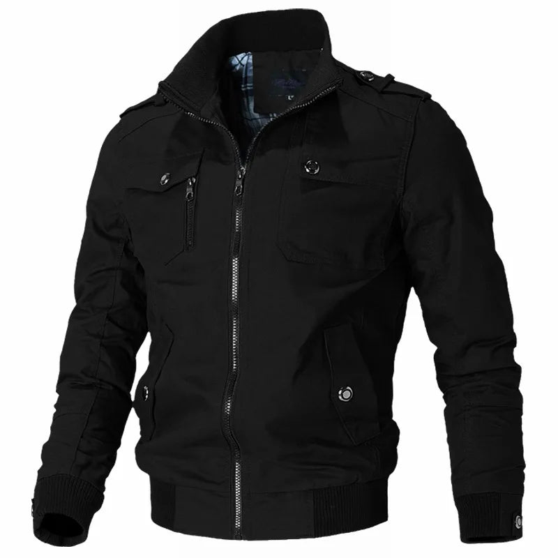 Bomber Jacket Men Fashion Casual Windbreaker Jacket Coat Men Spring Autumn New Hot Outwear Solid Stand Slim Jacket Mens