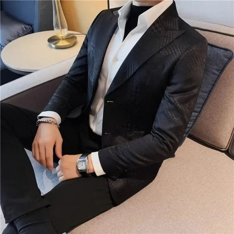Man Suits and Blazers Single Breasted Blue Coats Jacket for Men Party Clothing Fashion Fashionable Classic Summer Original