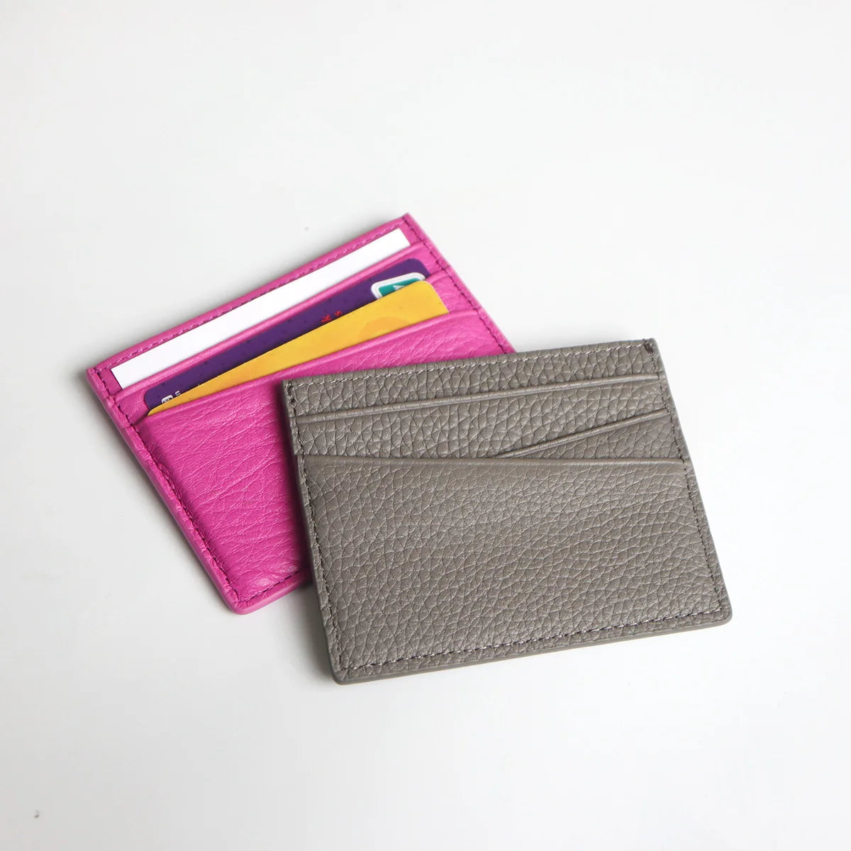 Tarjetero de lujo 100% cuero genuino para negocios, hombres, identificación, estuche para tarjetas de crédito, moda, regalo para mujeres, mini cartera delgada