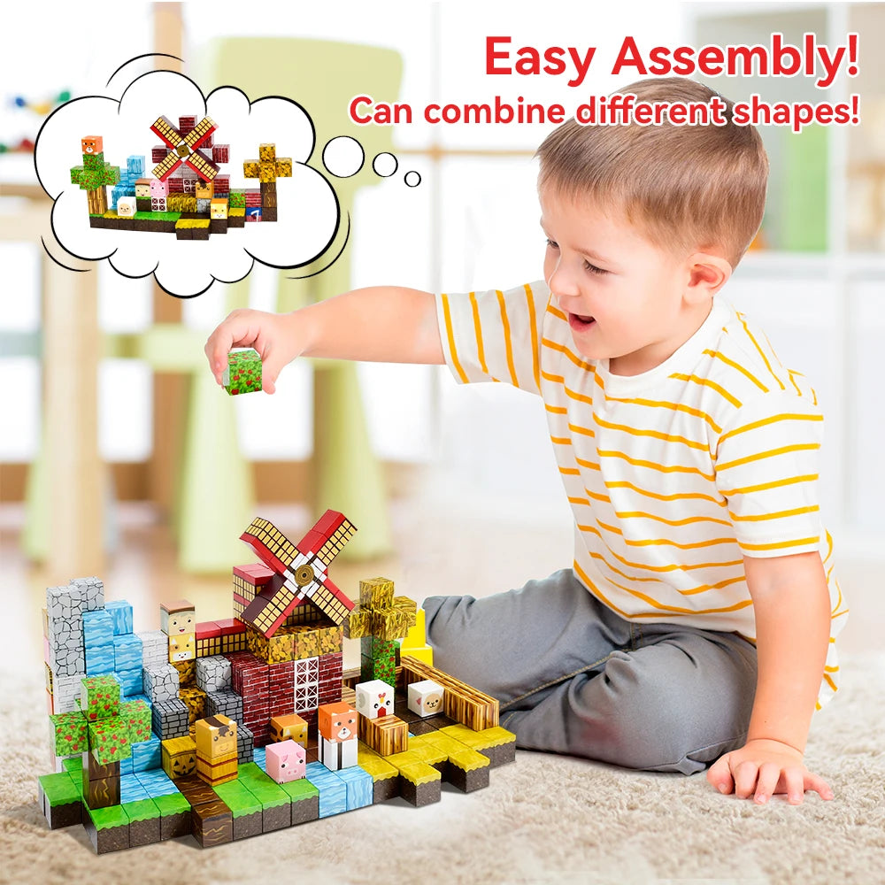 Magnetic Blocks-Magnetic Building Blocks,STEM Educational Magnet Toy Magnet Cubes Toys Stacking Learning Toys for Boys Girls