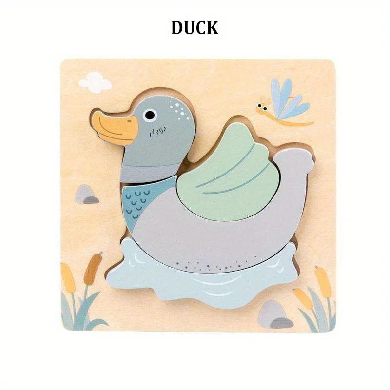 3D Wooden Cartoon Animals Cognitive Puzzles For Kids Children's Wooden Puzzles Toys Colors Shapes Baby Educational Toys Game