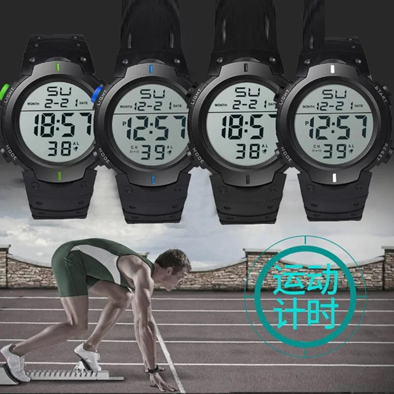 Montre électronique de sport pour homme, étanche, lumineuse, multifonction, pour le fitness en plein air, grand écran