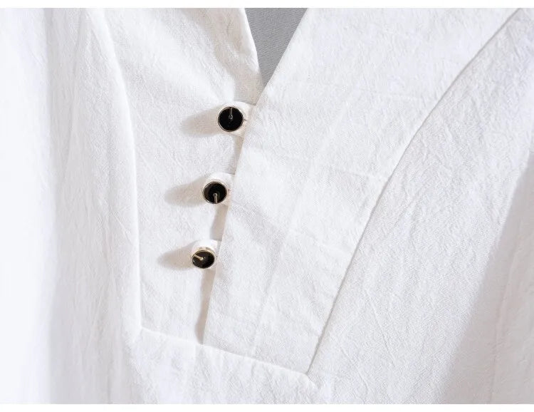 men's casual shirts (Shirt + trousers) summer men shirt Man Cotton and linen shirts Short sleeve men A set of clothes M-5XL