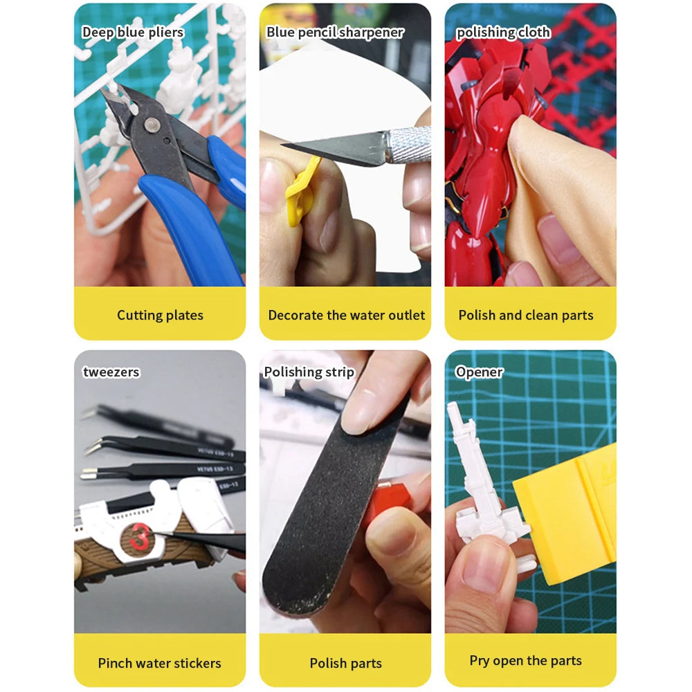 Herramientas básicas de modelismo para manualidades, coche de modelismo, hobby, construcción, reparación, montaje, tijeras, pinzas, kit de fabricación