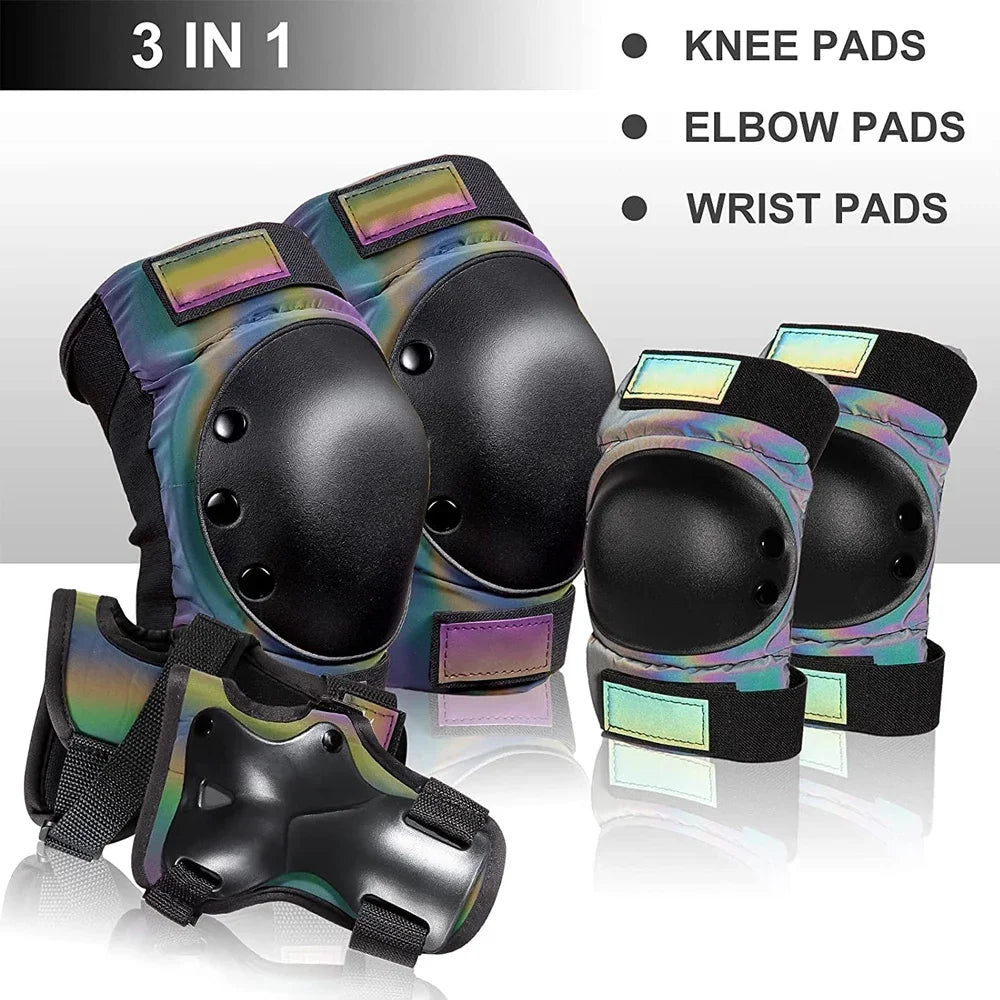 6Pcs/Set Adult/Kids Knee Pad Elbow Pads,Youth Skate Protective Gear Set 3 in 1 Knee & Elbow Pads Wrist Guards for Roller Skates