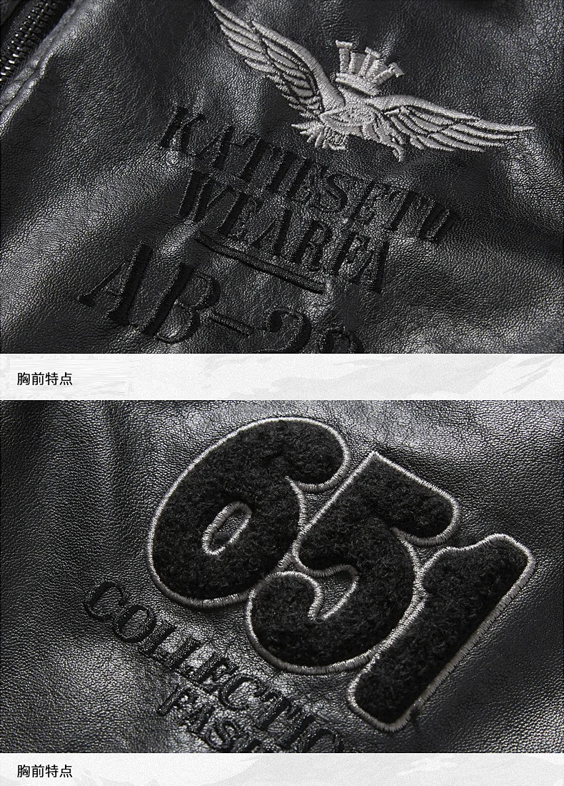 Motorcycle Jackets for Men In Autumn/Winter Fashion Casual Leather Embroidered Aviator Jacket In Winter Velvet Pu Jacke