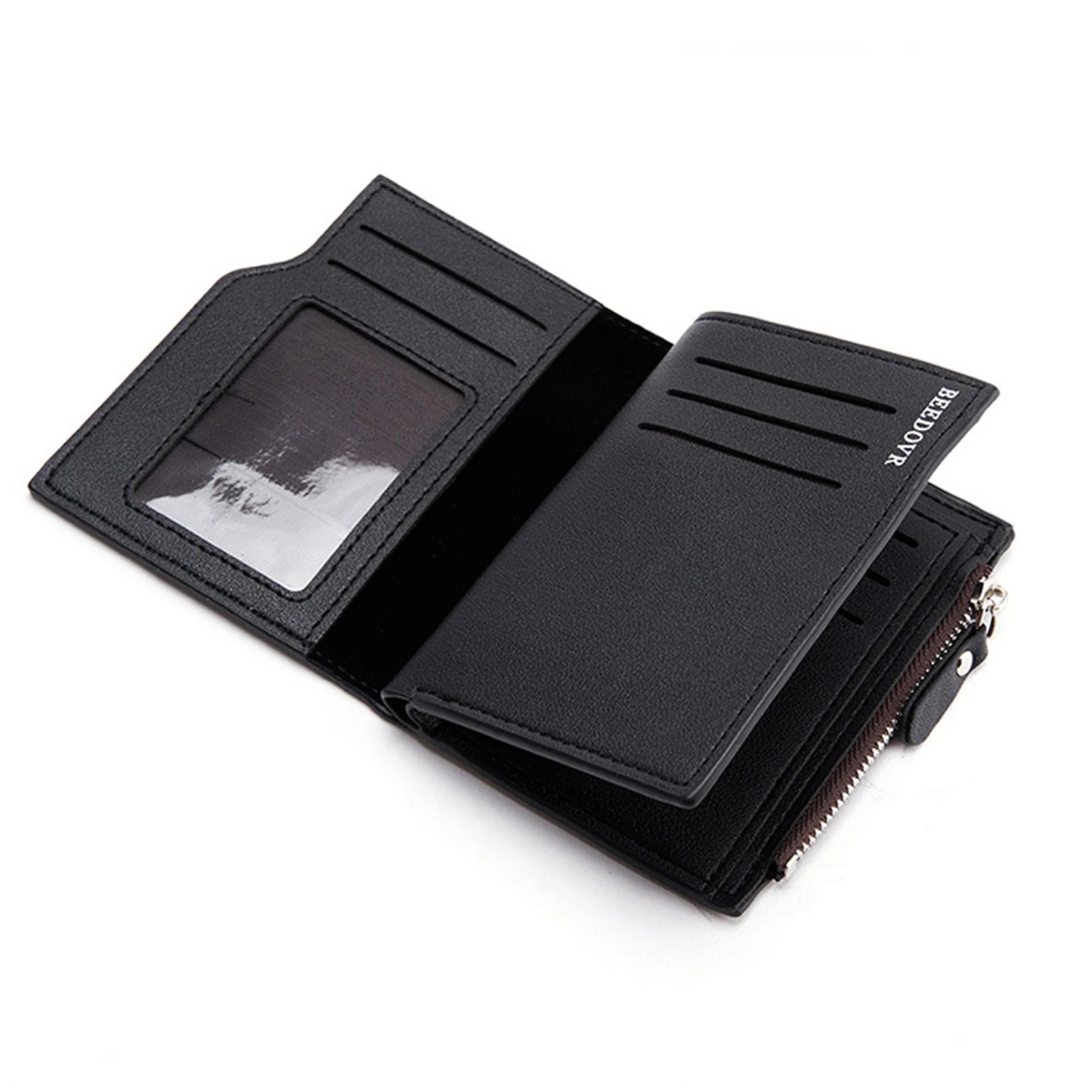 Men Wallet Short PU Male Purse Black Coffee Credit Card Holders with Zipper Men Wallet Money Bag