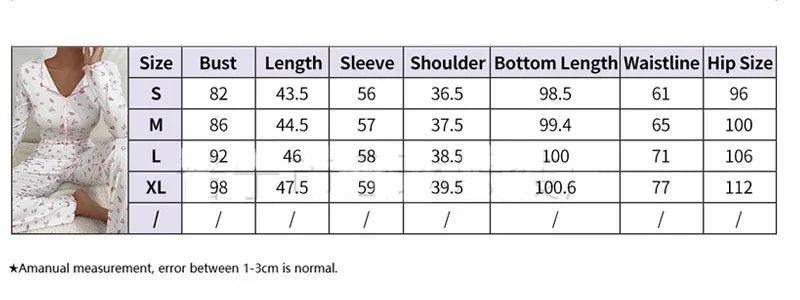 Spring Summer Sleepwear Pajamas Sets for Women 2 Pieces Long Sleeve Tops Long Pants Set Night Wear Pijamas