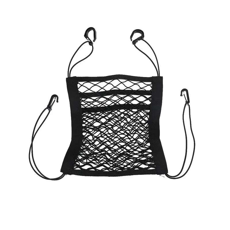 Bolsa de red para almacenamiento en el coche entre asientos, organizador de red de malla elástica, barrera para perros, accesorios de interior de coche