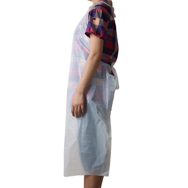 10PCS Disposable Kitchen Aprons Plastic Waterproof Apron Individually Packing Gowns For Men Women Kitchen Protection Accessories