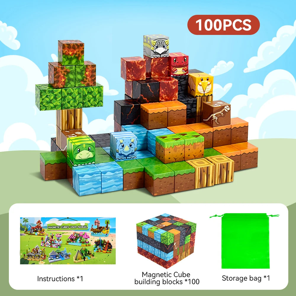 Magnetic Blocks-Magnetic Building Blocks,STEM Educational Magnet Toy Magnet Cubes Toys Stacking Learning Toys for Boys Girls