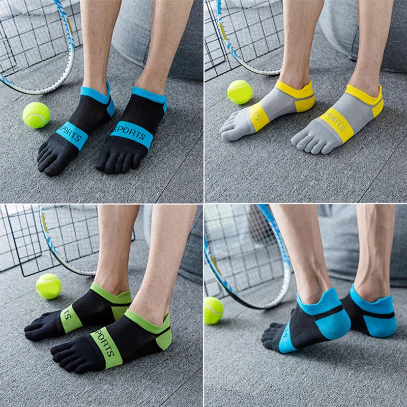 EU 36-45 Pure Cotton Five Finger No Show Socks Mens Sports Breathable Comfortable Shaping Anti Friction Ankle Socks With Toes