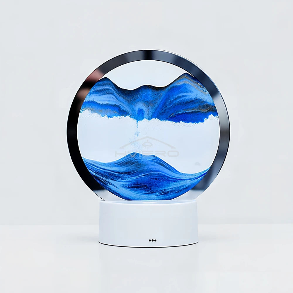 LED Table Lamp Atmosphere Night Light Decoration Quicksand Painting Creative Round Glass Three Dimensional Decompression Bedroom