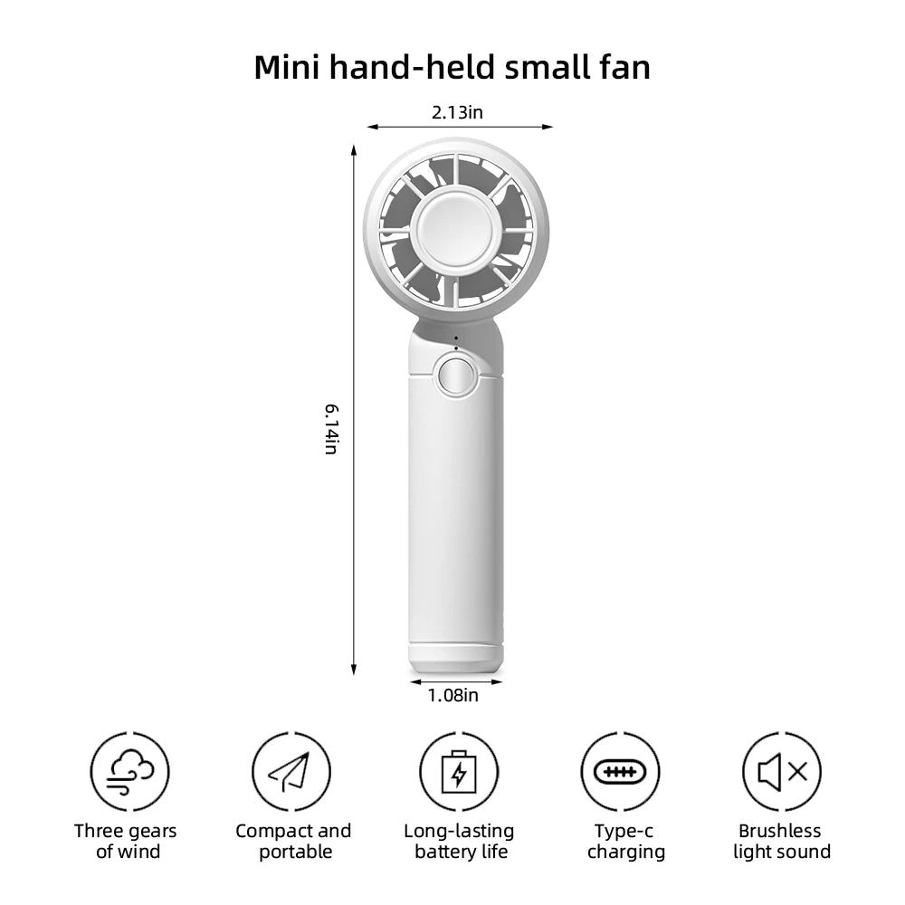 USB Mini Fan Rechargeable Mini Fan Portable Handheld Cooling Fan for Office Travel outdoor camping