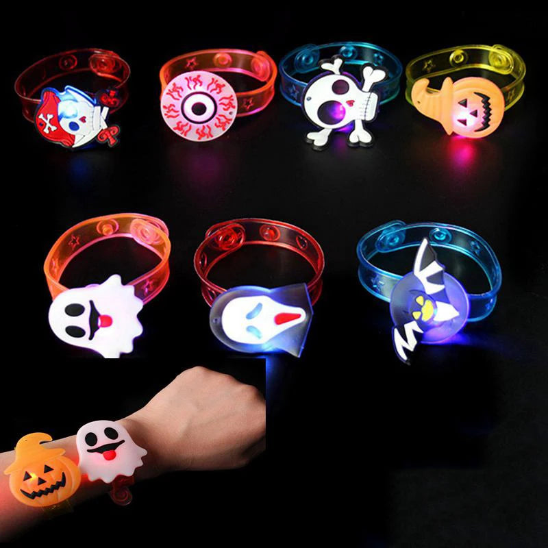 5/10/20PCS Glowing Pumpkin Ghost Bracelet Rings Kids Night Toys Halloween Party Favor Children Gifts Festival Carnival Giveaways