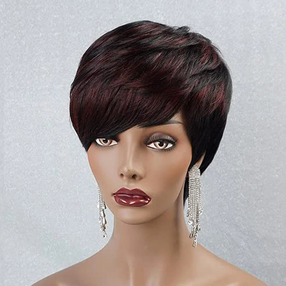 Pixie Cut Wig for Black Women  Synthetic Wigs for Black Women Short Bob Wig Human Hair Wigs with Bangs Short Wigs for Black Wome