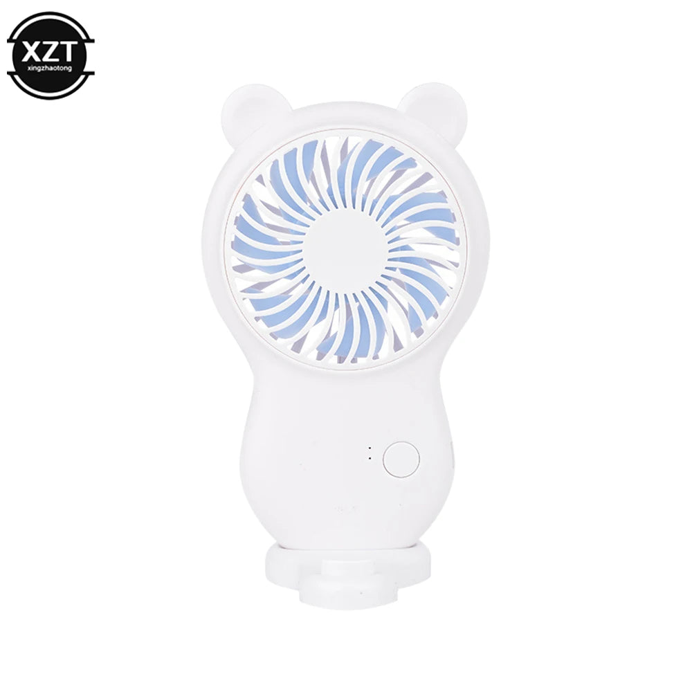 Cartoon Bear-shaped Fan Handheld Mini Fan Portable Pocket USB Charging Fan Summer Air Cooler Outdoor Travel Fan
