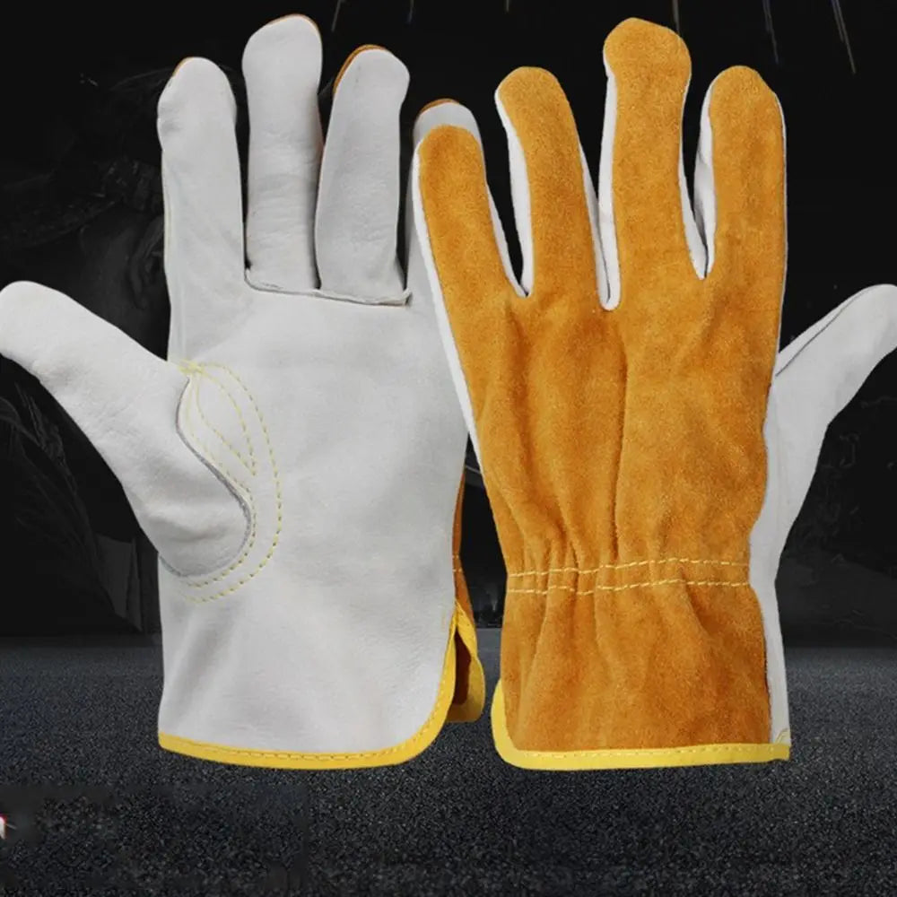 1 Pair Security Protection Welding Gloves Soft Leather Labor Protection Leather Work Gloves Durable Safety Welder Gloves
