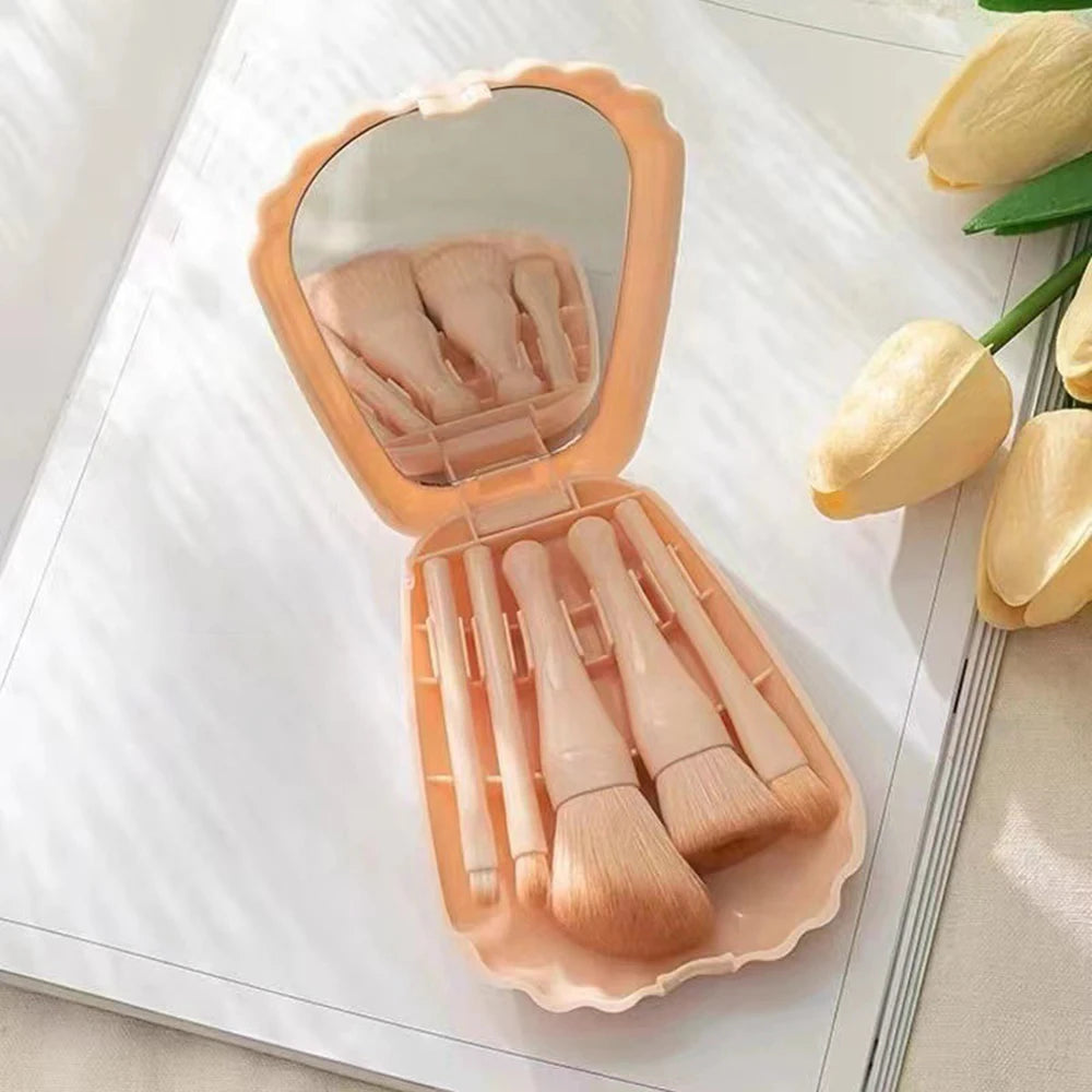 5PCS Makeup Brush Makeup Set Foundation Make-Up Brush Eye Shadow Brush Makeup Brush Set Travel Portable With Mirror Beauty Tool