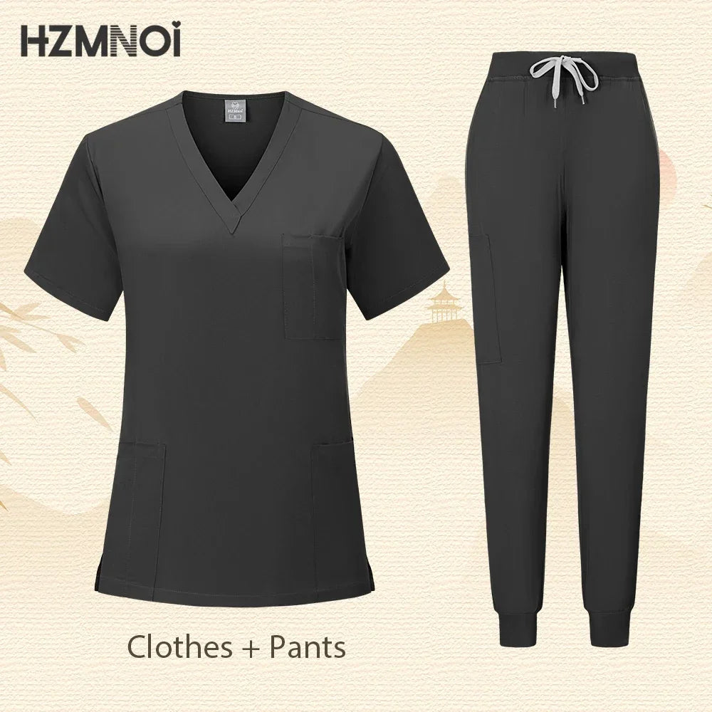 Workwear Nurse Uniform Tops+Straight Pants Medical Nursing Uniform Women Men Pet Shop Beauty Work Suit Doctor Surgery Scrubs Set