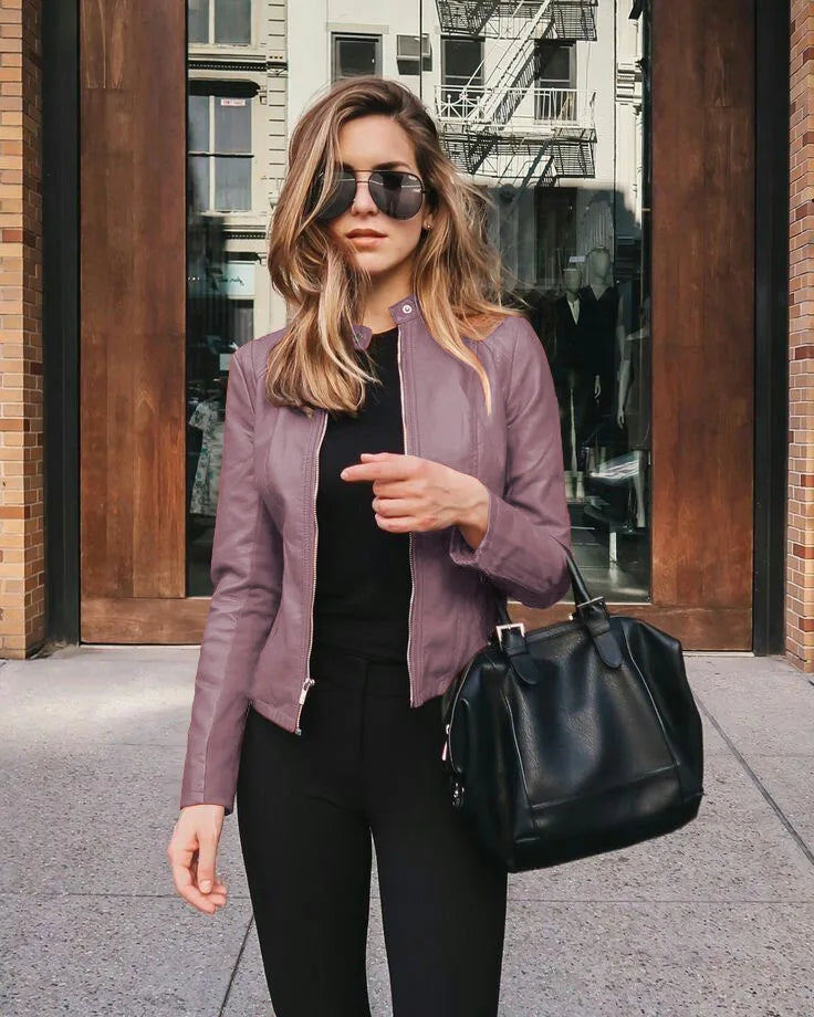 Vintage Women Pu Jacket Women High Street Coat Oversize Faux Leather Moto Biker Coats Punk Casual Cropped Outerwear
