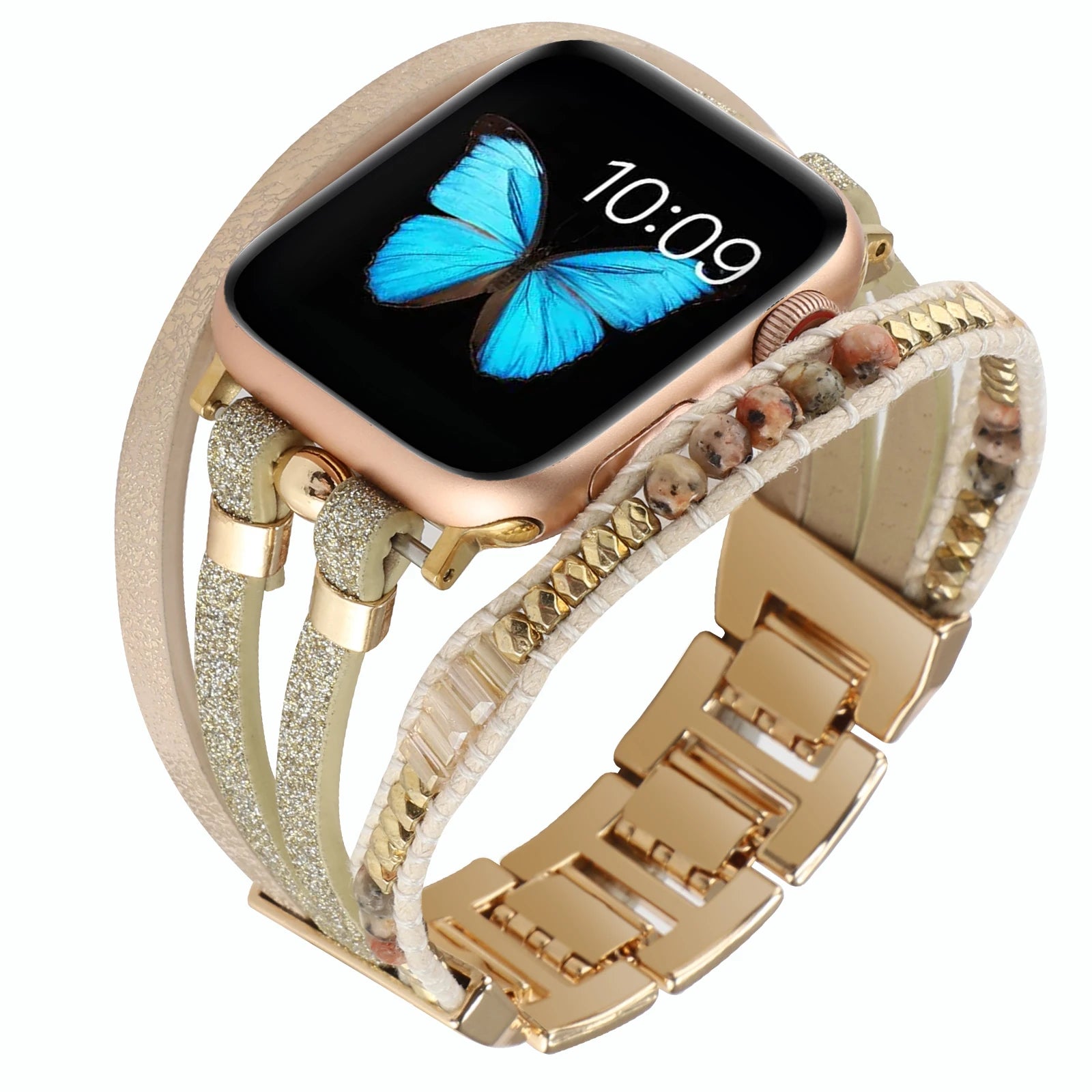 Metal Strap For Apple Watch Band Series876 SE54Ultra Women Jewelry Bracelet Chain IWatch 49mm 45mm 41mm 40mm 38 44mm Peal Wrist