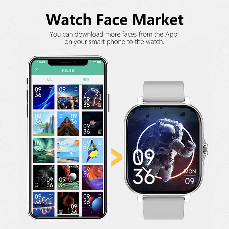 1.83'' Sports Smart Watch Fitness Clock Health Monitor Waterproof Smartwatch Wireless Call Watches for Men Women IOS Xiaomi