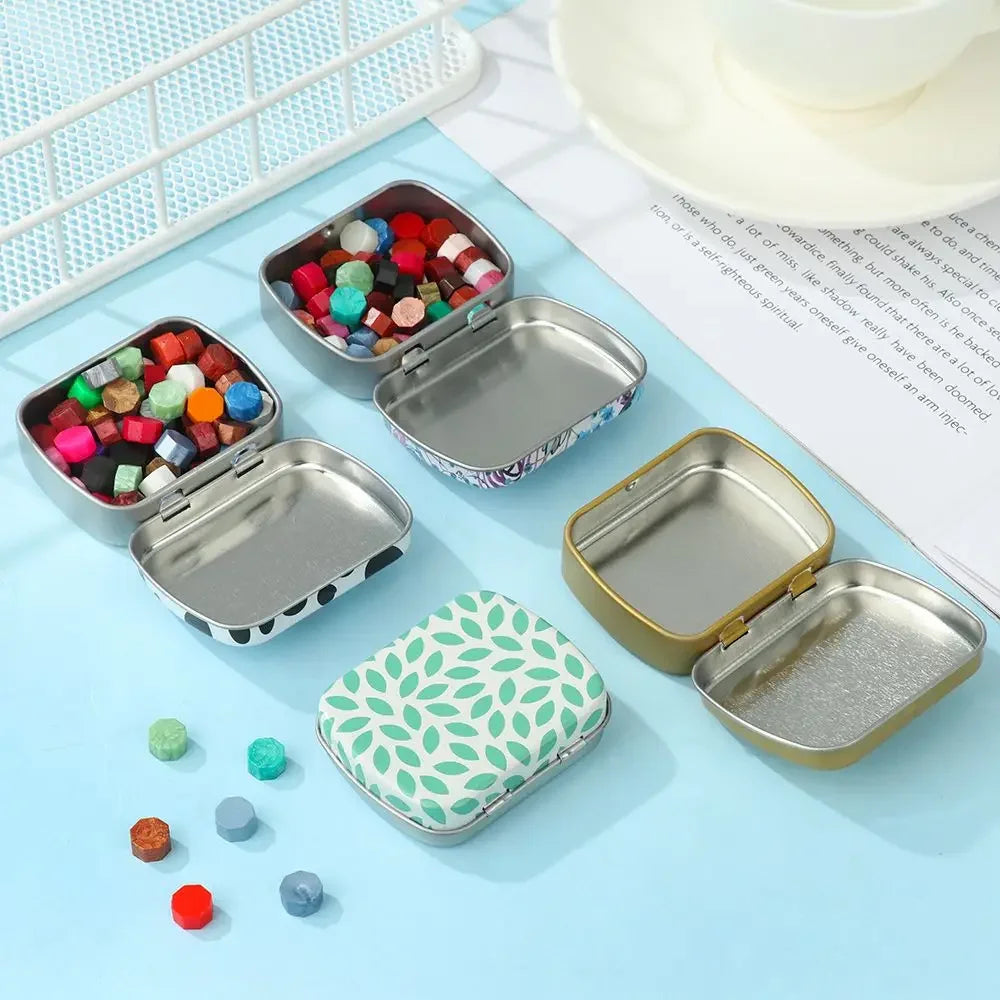 Mini Metal Hinged Tin Box Rectangular Empty Flip Iron Box Candy Tea Container Jewelry Small Storage Case Protable Pill Gift Boxs