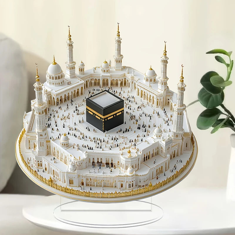 Ramadan Tabletop Decorations White Mosque Print Centerpieces Acrylic Flat Ornaments
