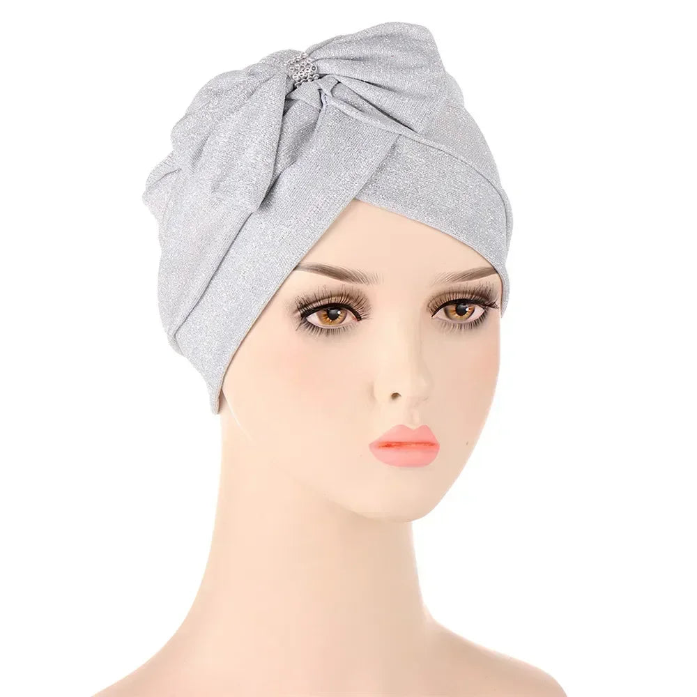 Sombrero turbante indio nuevo con nudo y lazo para mujer, hijab musulmán, pañuelo africano para la cabeza, gorro, gorro para pérdida de cabello, gorro de quimioterapia, pañuelos para la cabeza