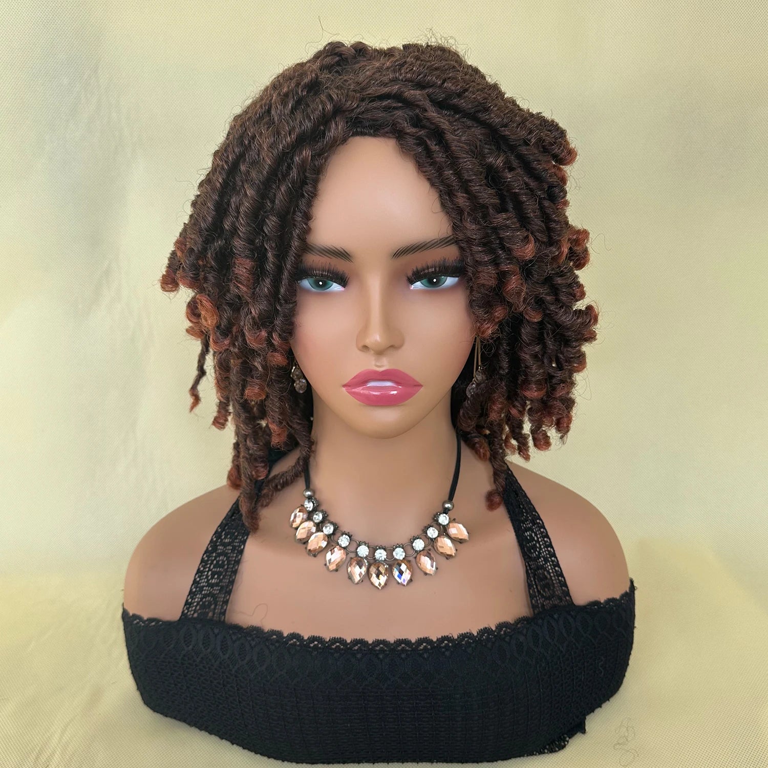 Peluca Afro Bob de rastas, peluca trenzada sintética de ganchillo con rastas falsas, versátil estilo de rastas cortas para mujer
