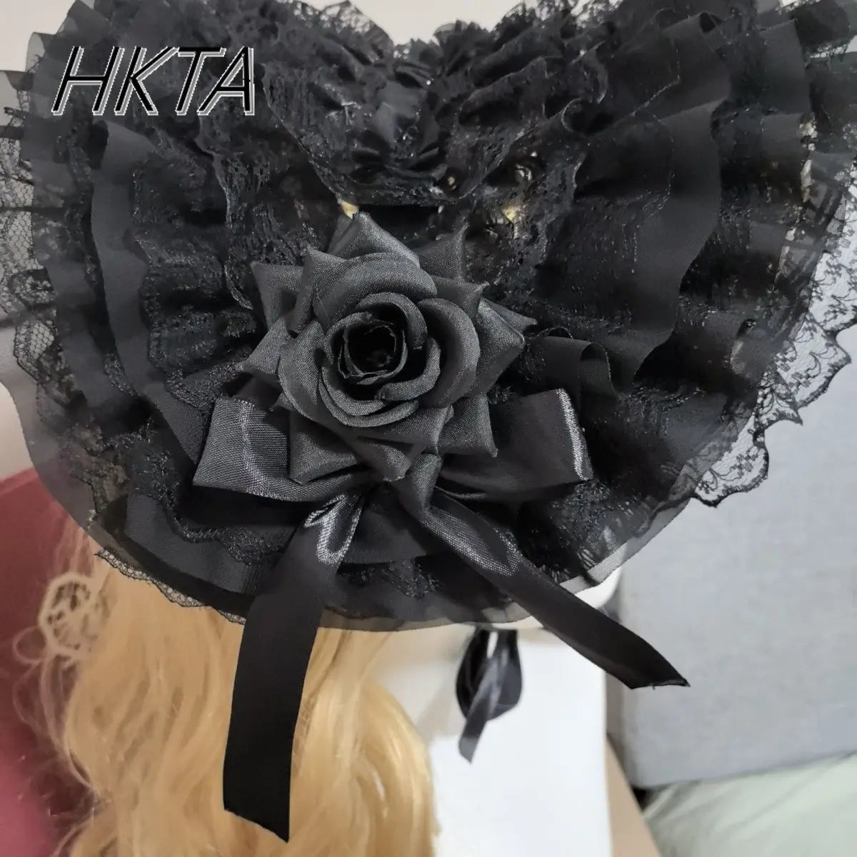 Lolita Flowers Pleated Lace Print Lace Up Women Straw Hat Spring Sweet Girls Cosplay Hair Clip Cap Kawaii Lolita Caps Black Hat